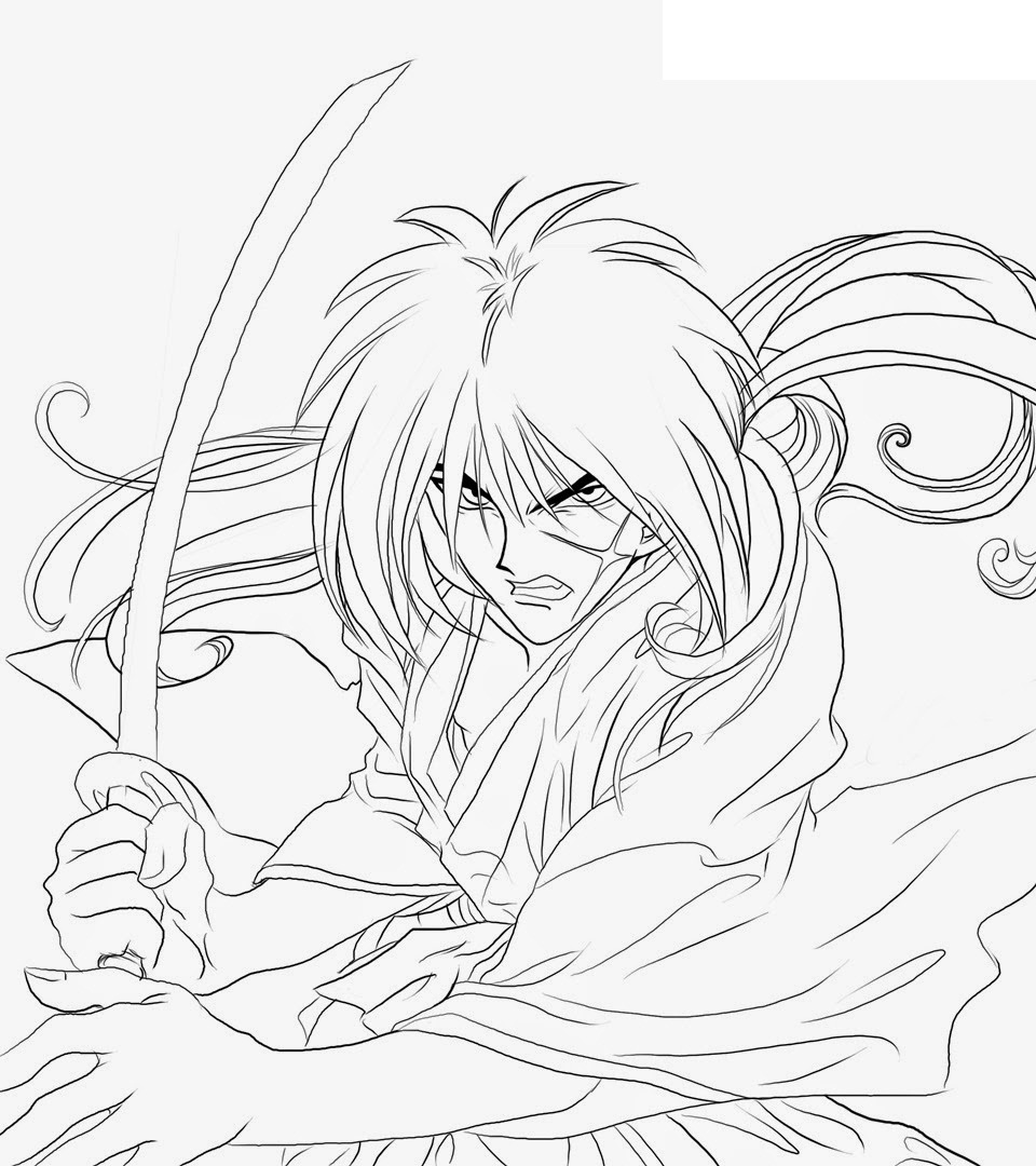 Coloriage Kenshin Himura impression gratuite