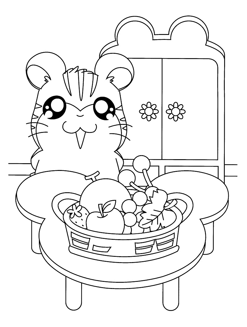 Coloriage Sandy et la corbeille de fruits