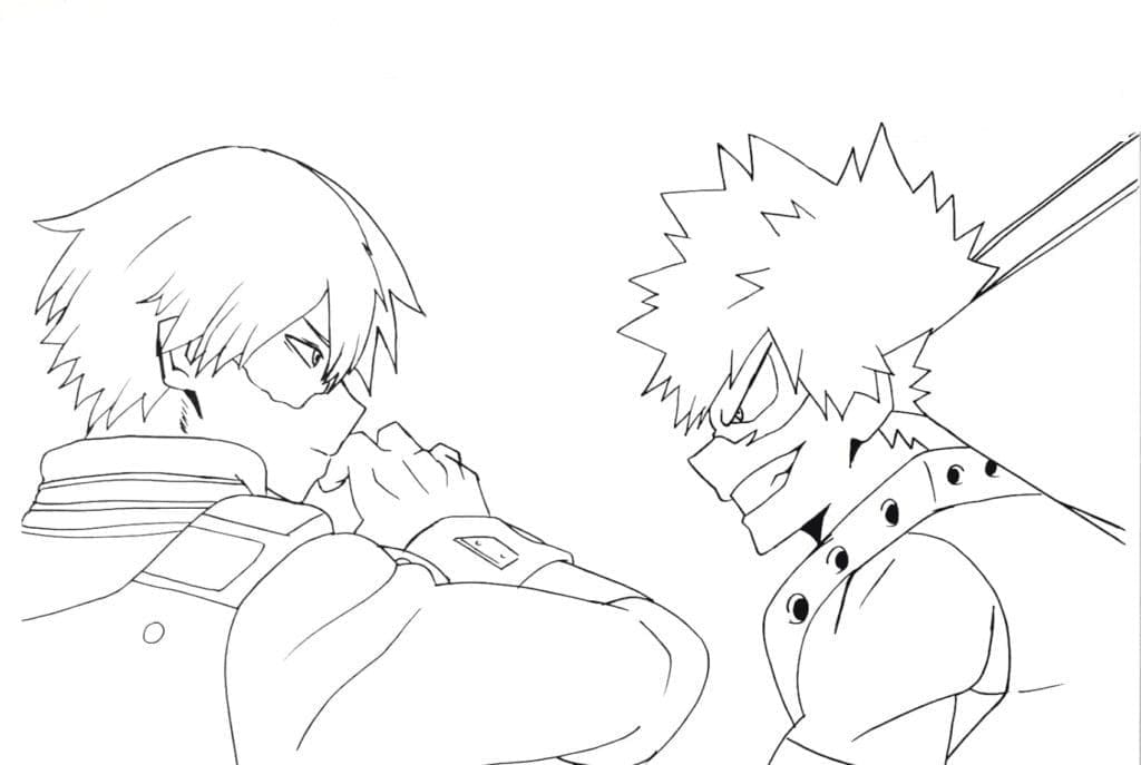 Coloriage Shoto Todoroki et Katsuki Bakugo