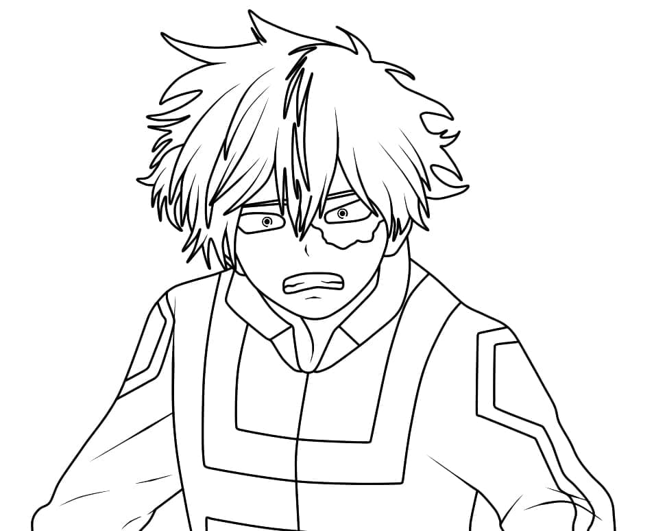 Coloriage Shoto Todoroki qui pleure