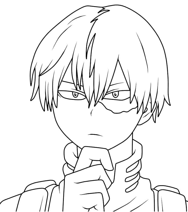 Coloriage Shoto Todoroki réfléchit