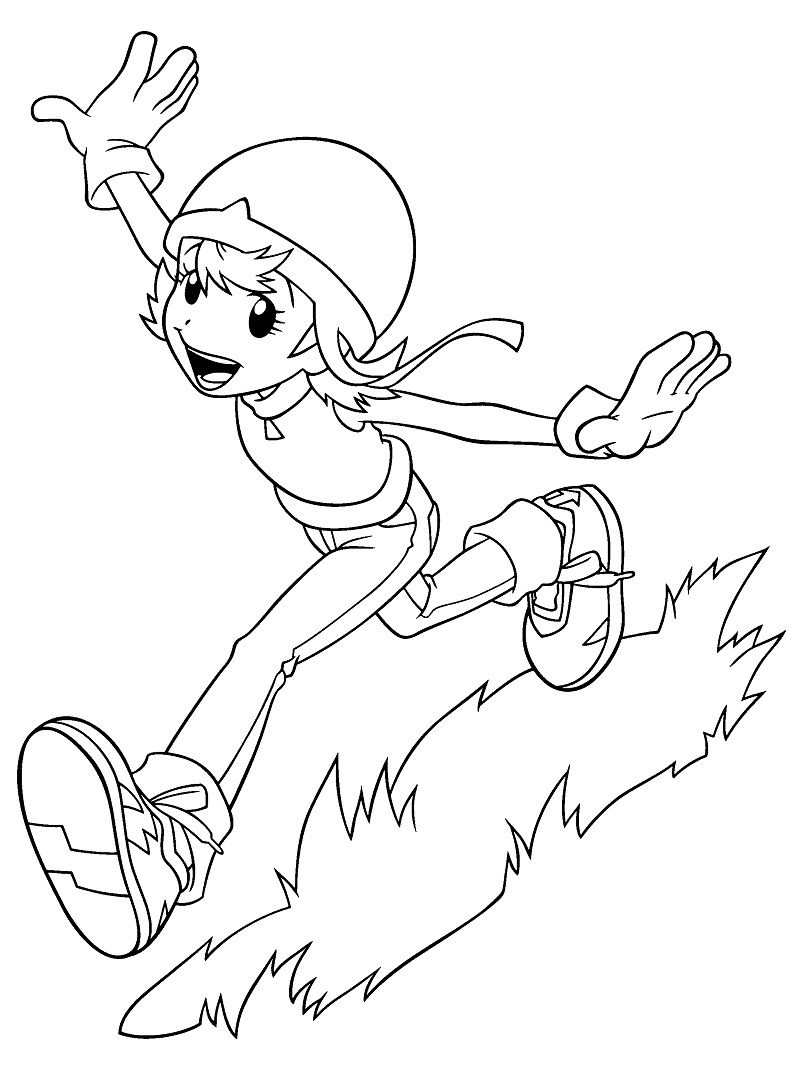 Coloriage Sora Takenouchi en train de courir