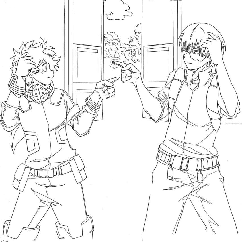 Coloriage Todoroki et Midoriya