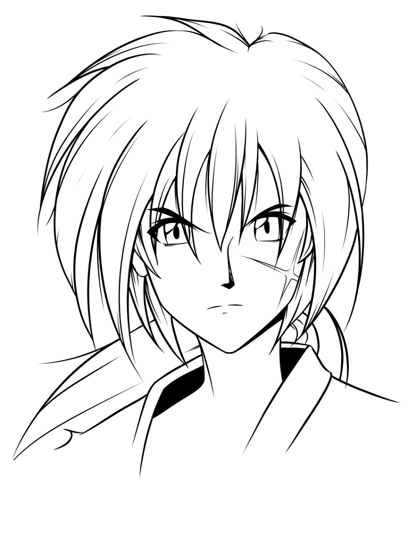 Coloriage Visage d'Kenshin Himura