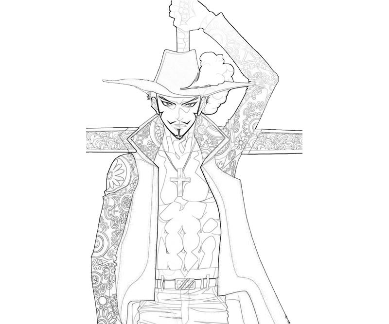 Coloriage Dessiner Dracule Mihawk One Piece gratuitement