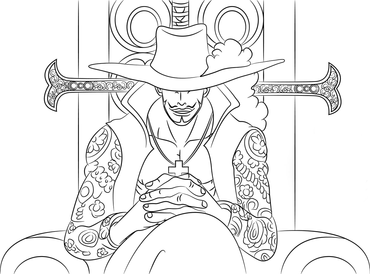 Coloriage Dessiner un croquis de Dracule Mihawk