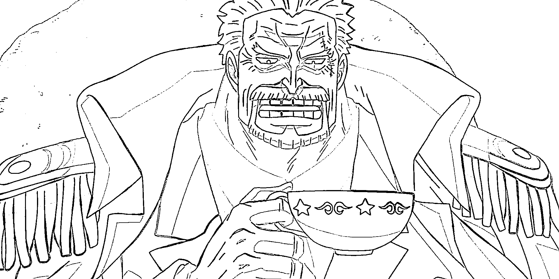 Coloriage Monkey D. Garp boire du thé