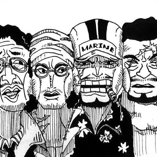 Coloriage One Piece Kizaru avec les amiraux