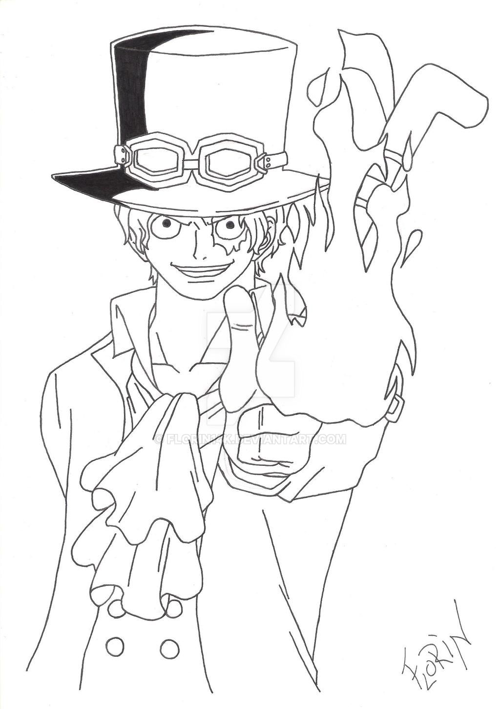 Coloriage One Piece Sabo joue avec le feu