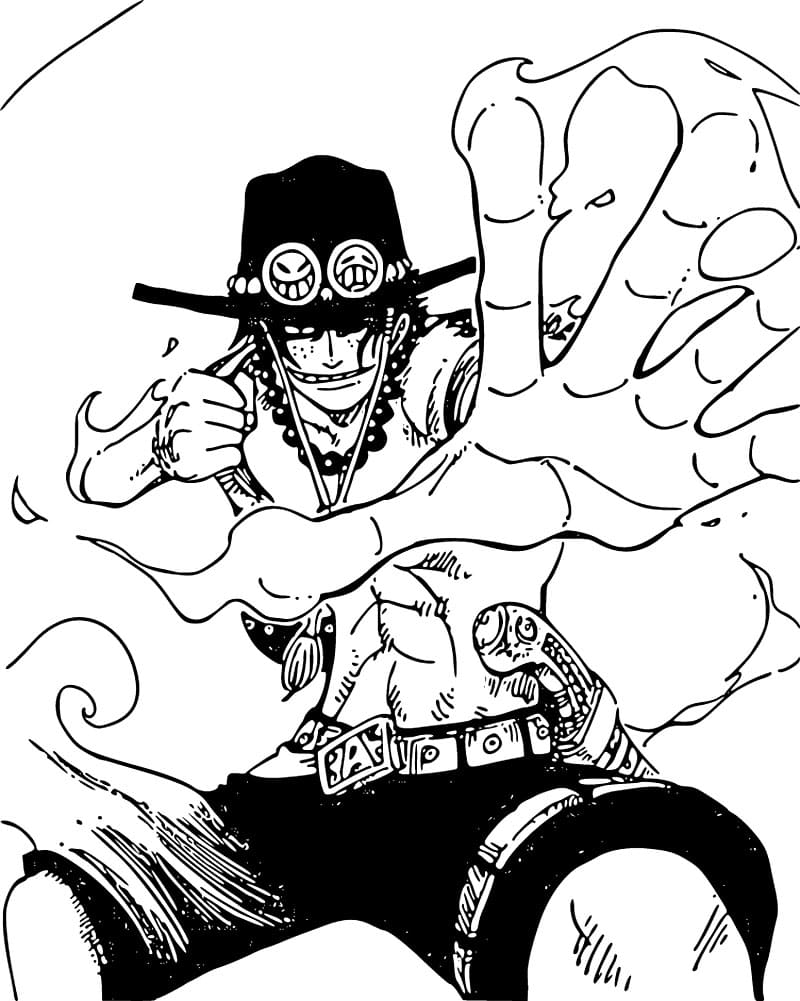 Coloriage Portgas D. Ace se prépare à attaquer