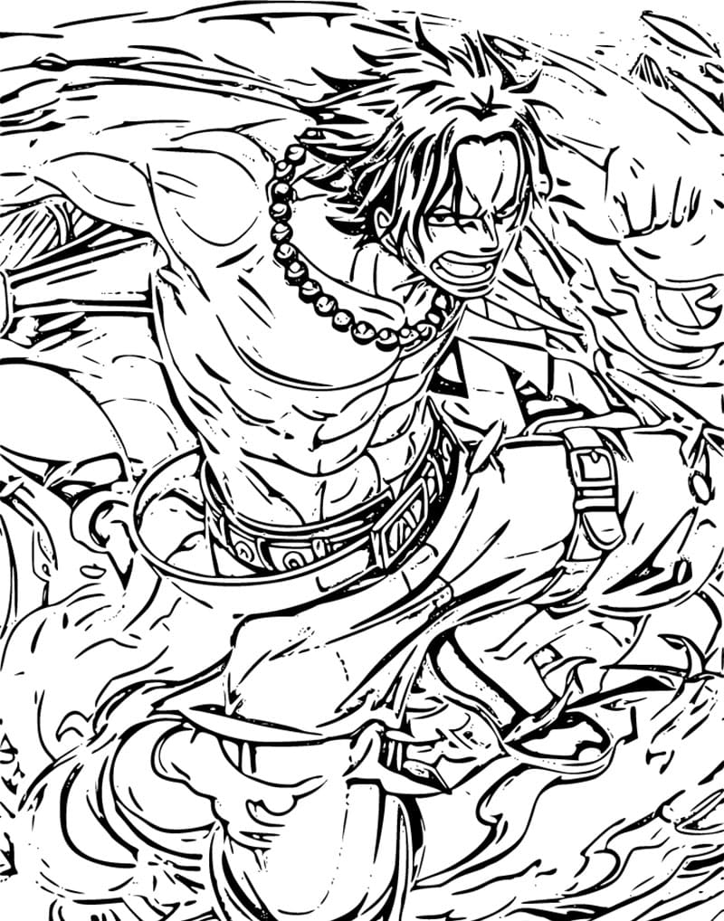 Coloriage Puissant Portgas D. Ace