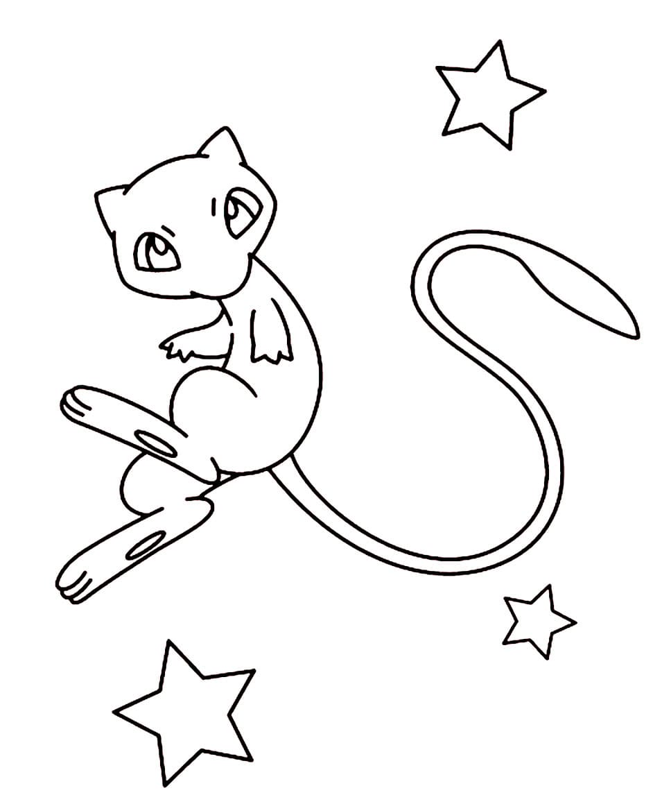 Coloriage Contour de Mew imprimable