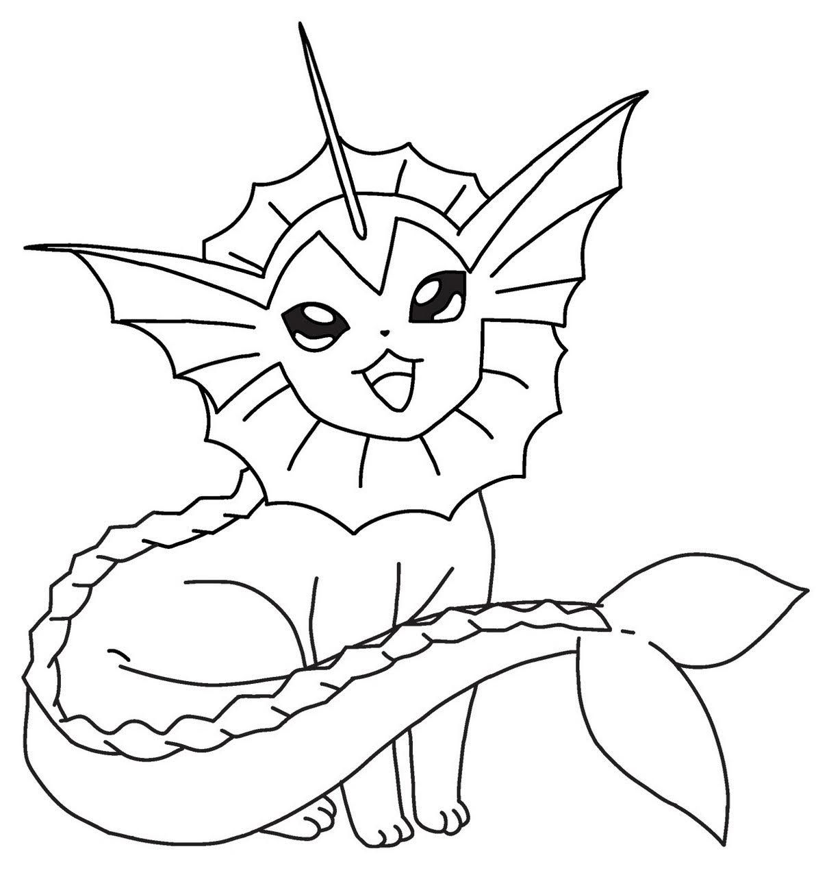 Coloriage Dessine un Pokémon Aquali heureux