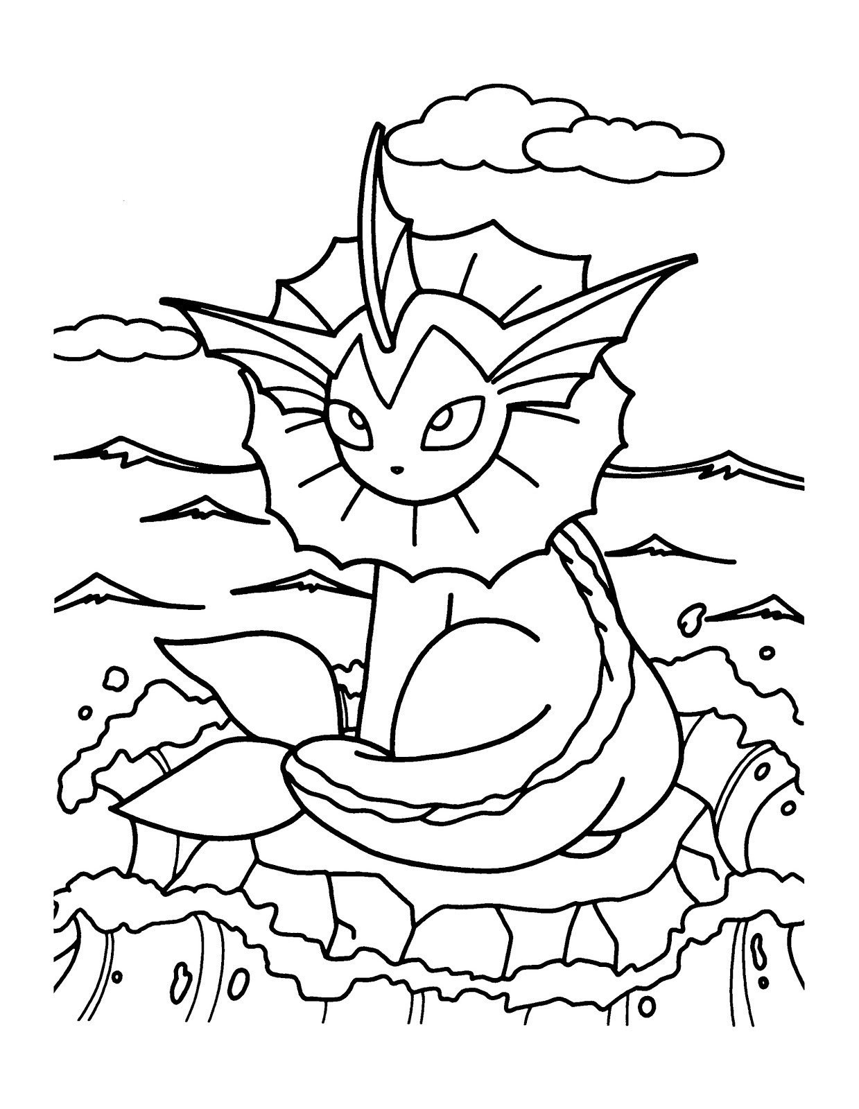 Coloriage Dessiner le visage de Pokémon Aquali