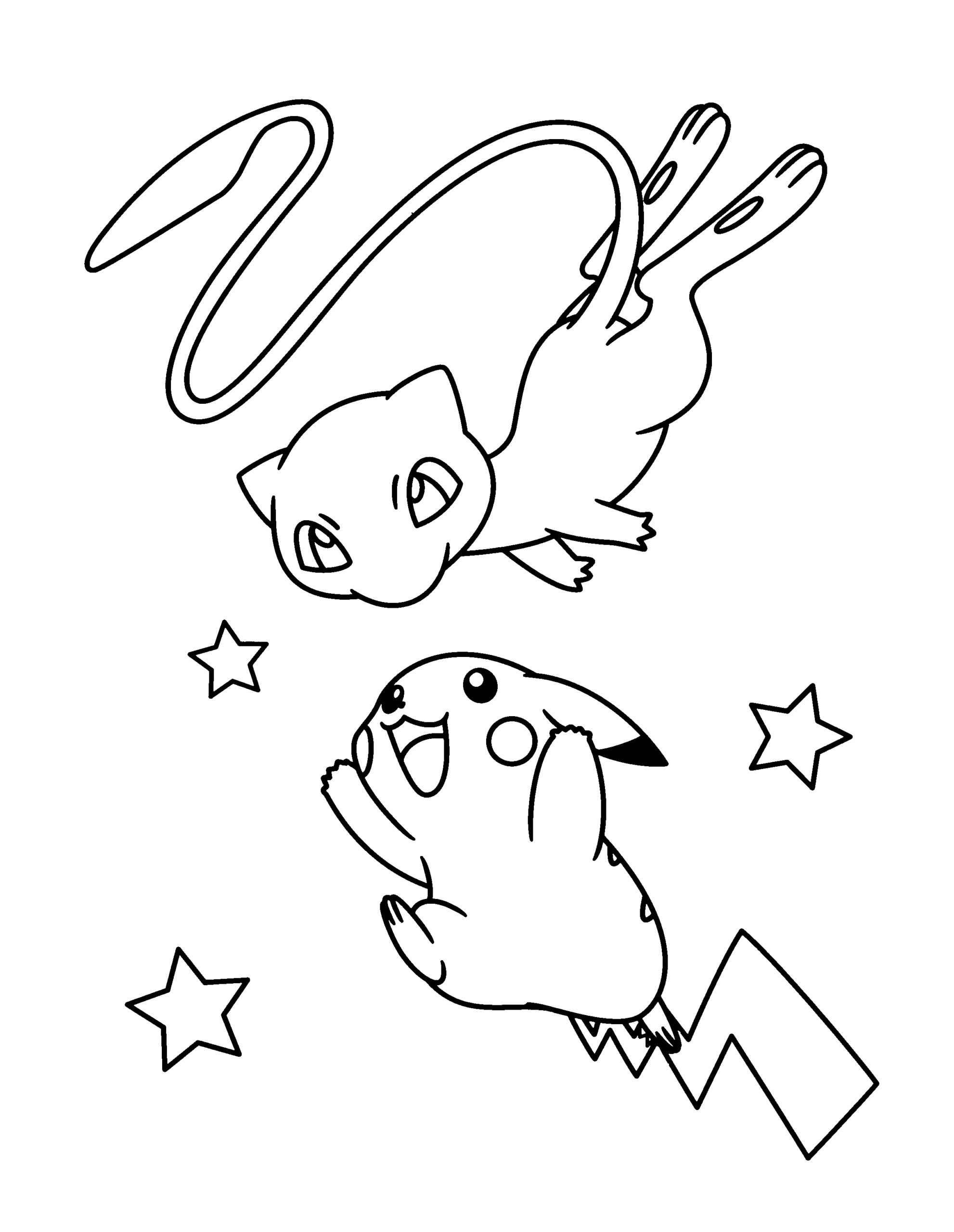 Coloriage Mew et Pikachu