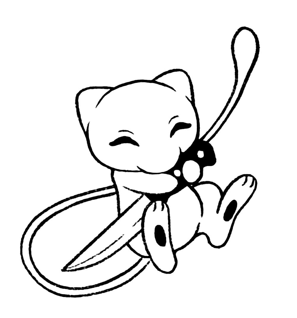 Coloriage Mew tenant un couteau