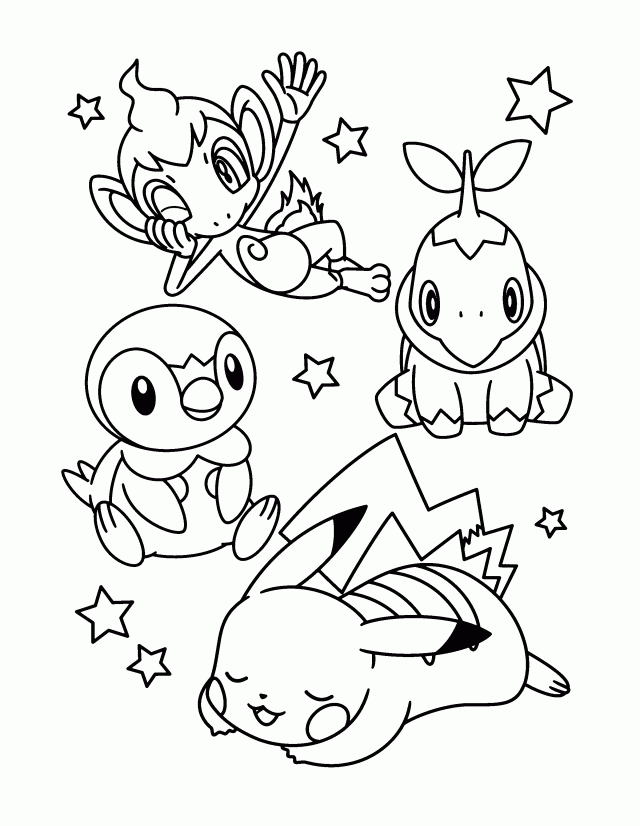 Coloriage Dessiner Pokémon Chimchar et ses amis