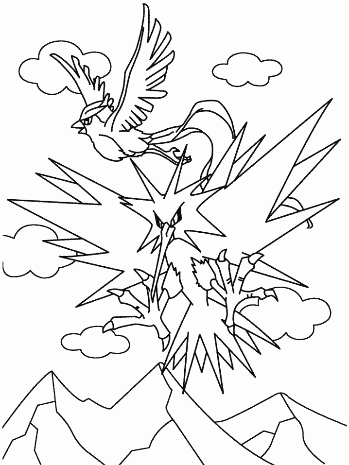 Coloriage Dessiner Zapdos de Pokémon gratuitement