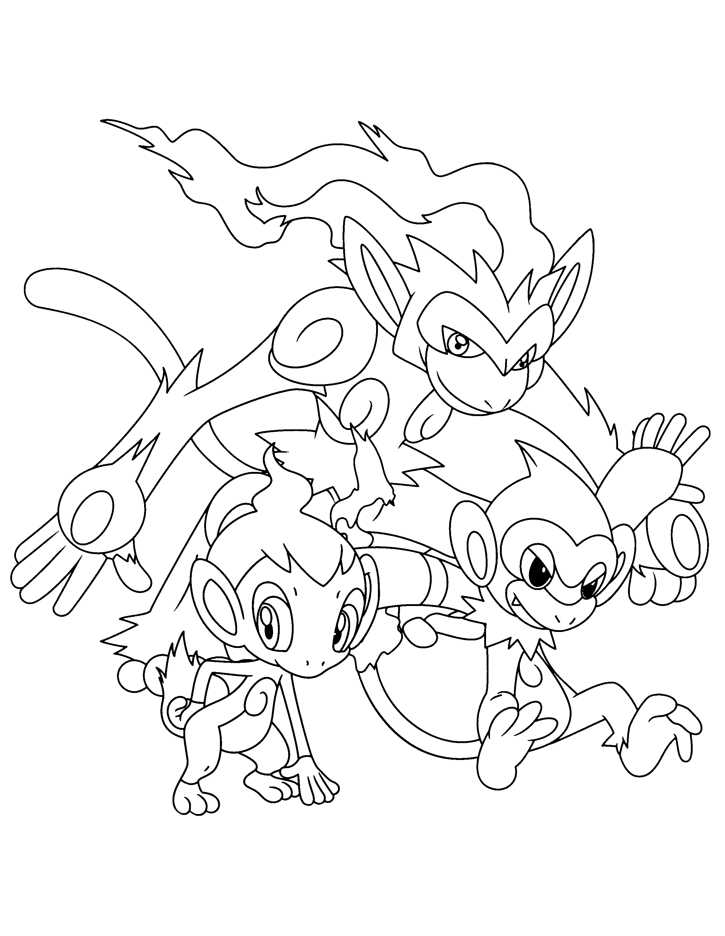 Coloriage Image Évolution de Pokémon Chimchar