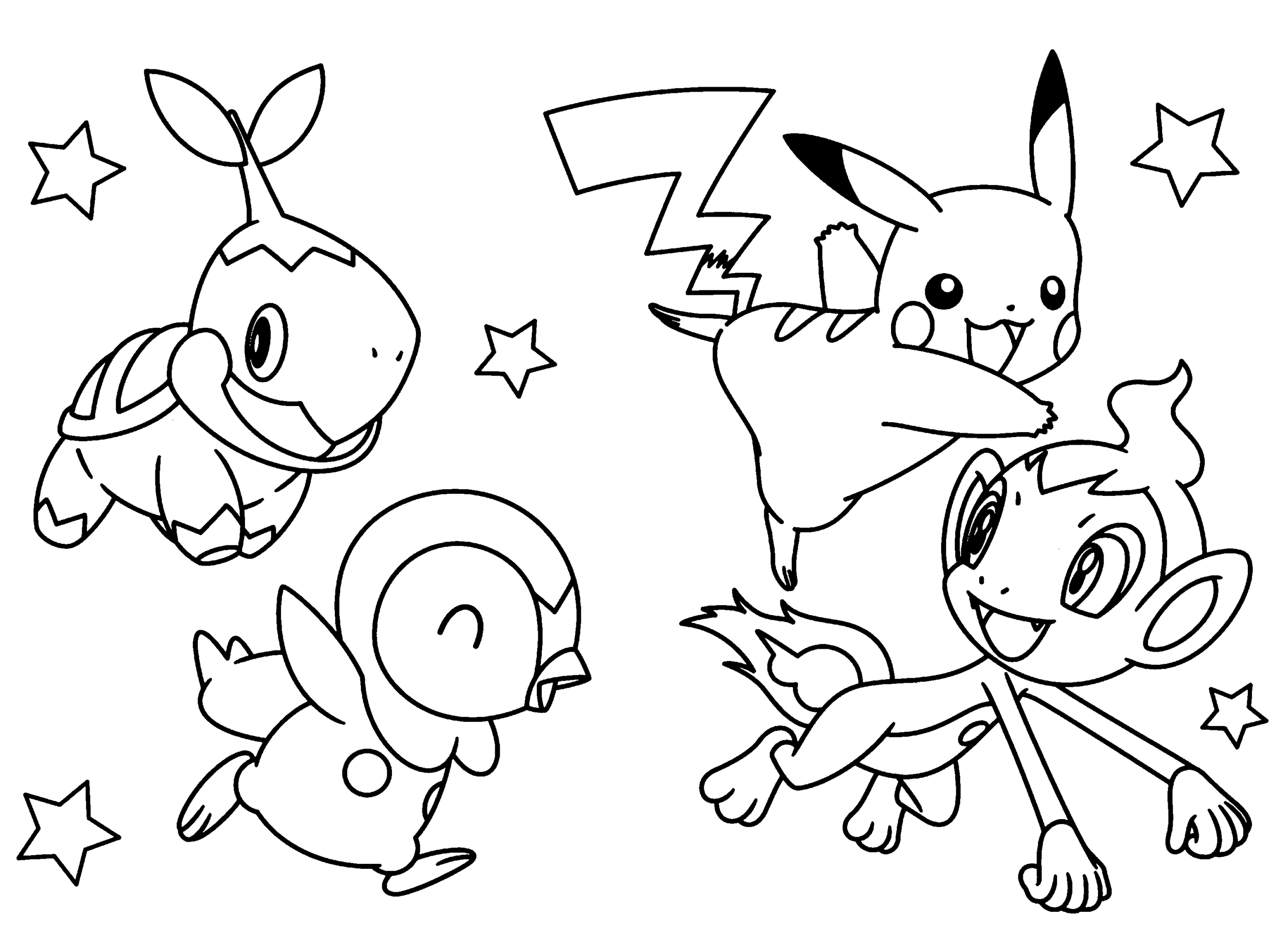 Coloriage Image Pokémon Chimchar et ses amis