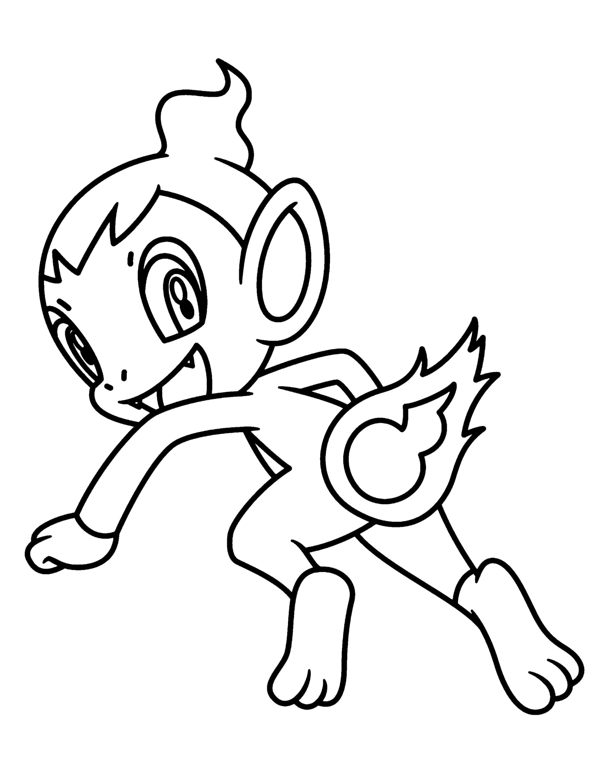 Coloriage Pokémon Chimchar Heureux Gratuit