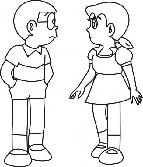 Coloriage Shizuka et Nobita