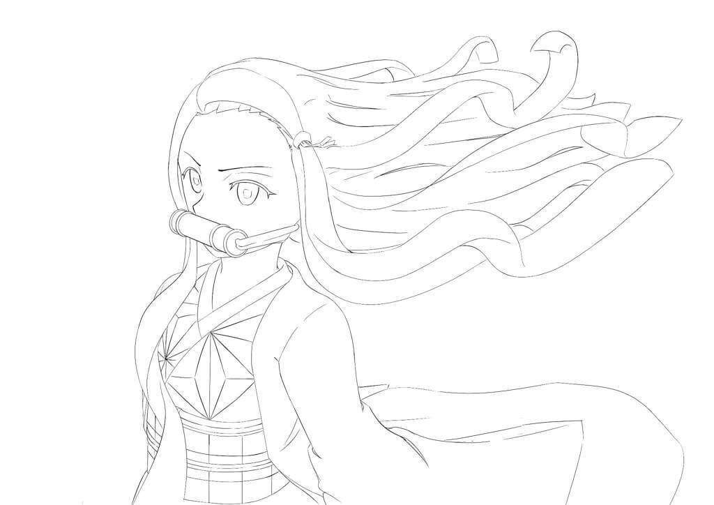 Coloriage Dessine Nezuko Kamado heureux