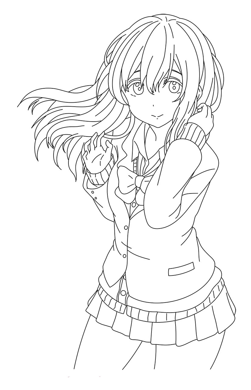 Coloriage Dessine Shouko Nishimiya très mignonne