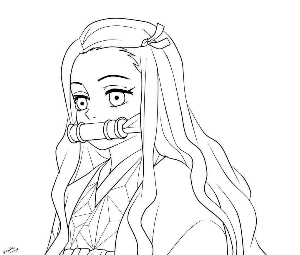 Coloriage Dessiner le visage de Nezuko Kamado