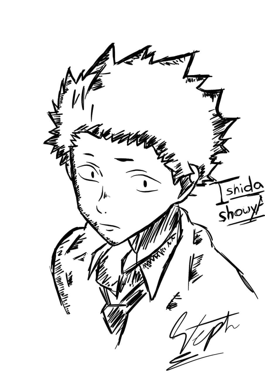 Coloriage Dessiner le visage de Shoya Ishida