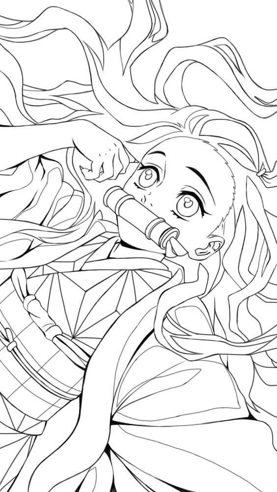 Coloriage Nezuko Kamado Très merveilleux