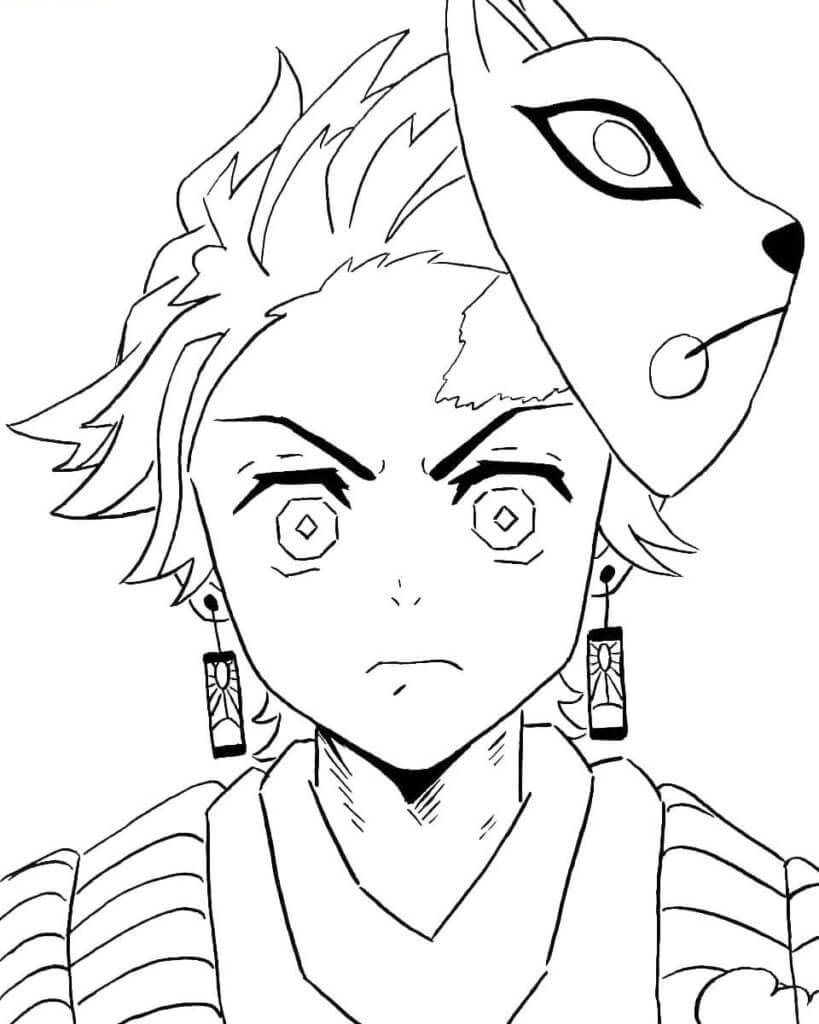 Coloriage Portrait De Tanjiro Avec Masque