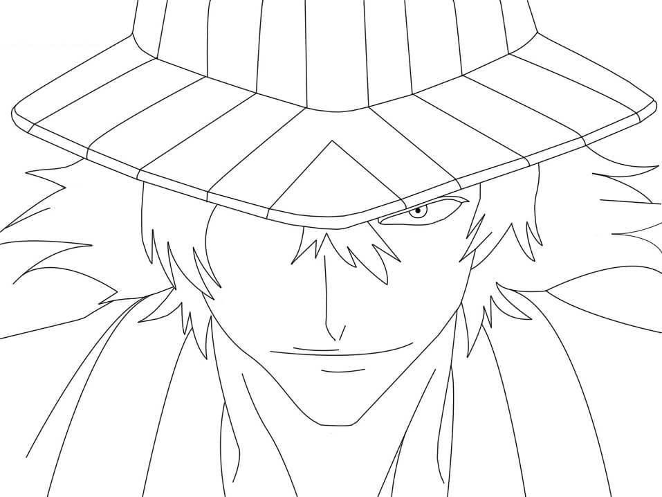 Coloriage Dessine le visage heureux de Kisuke Urahara