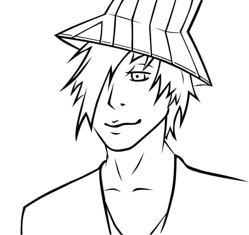 Coloriage Dessiner Kisuke Urahara drôle gratuitement