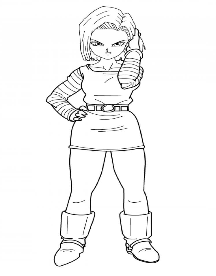 Coloriage Android 18 a L’air Sympa