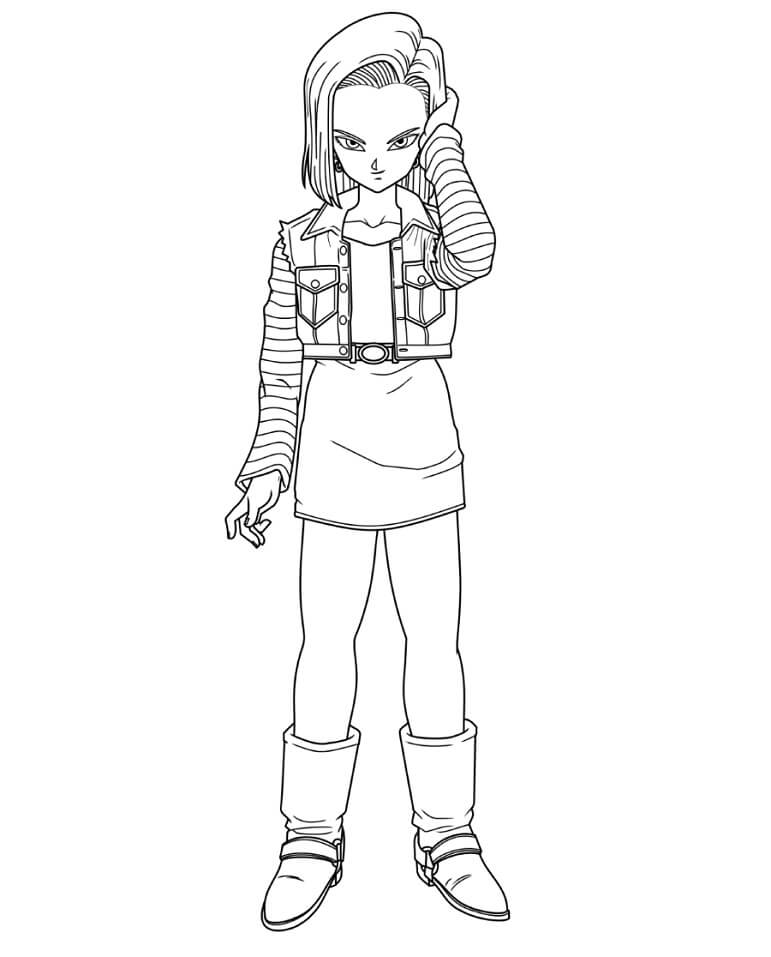 Coloriage Android 18 Debout