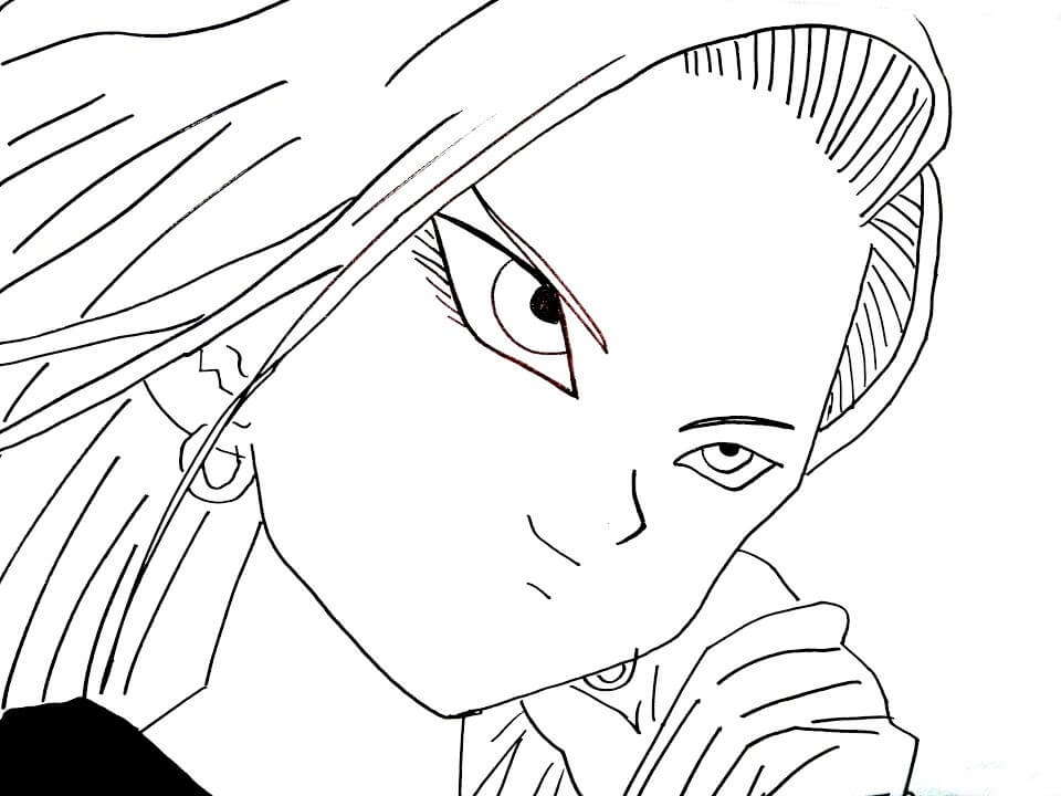Coloriage Android 18 Sourit