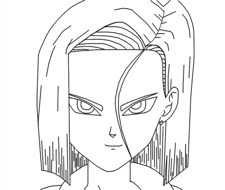 Coloriage Android 18 Tête Souriante