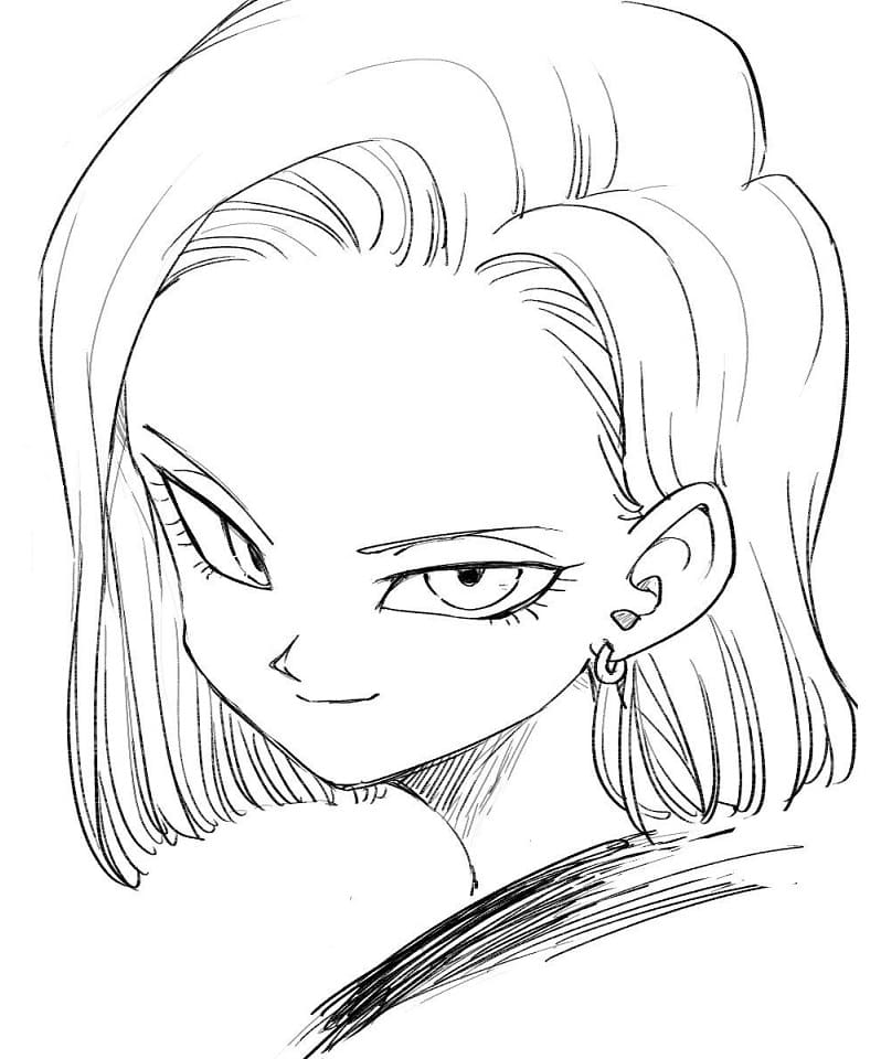 Coloriage Android 18 Visage Souriant