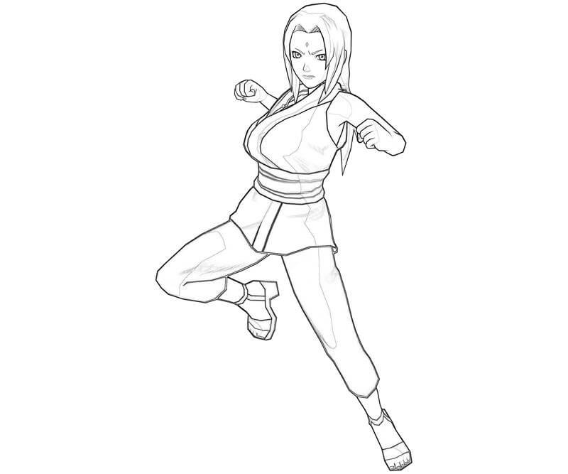 Coloriage coup de poing de Tsunade