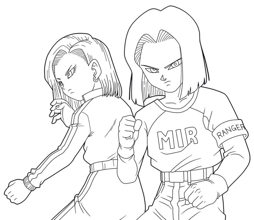 Coloriage Dessiner Android 17 avec Android 18