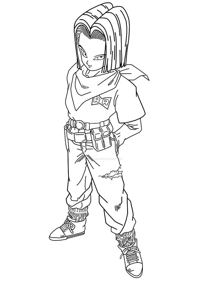 Coloriage Dessiner android  17 dragon ball