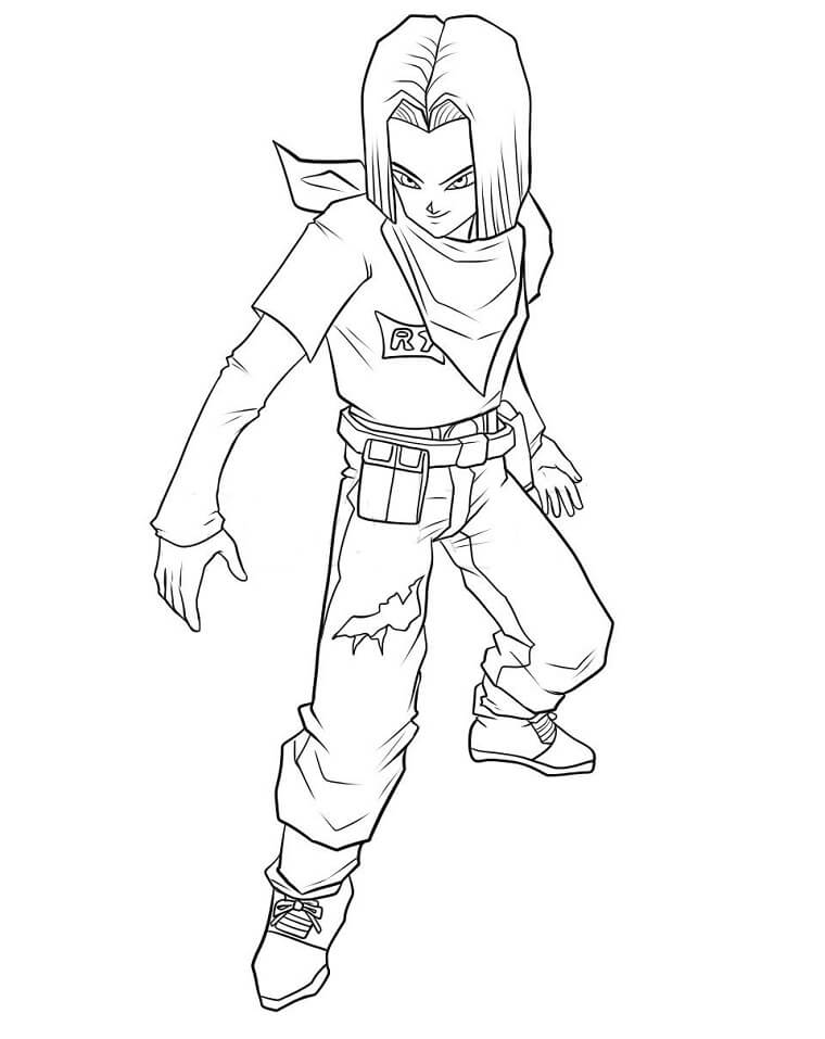 Coloriage Dessiner android 17 en train de se battre