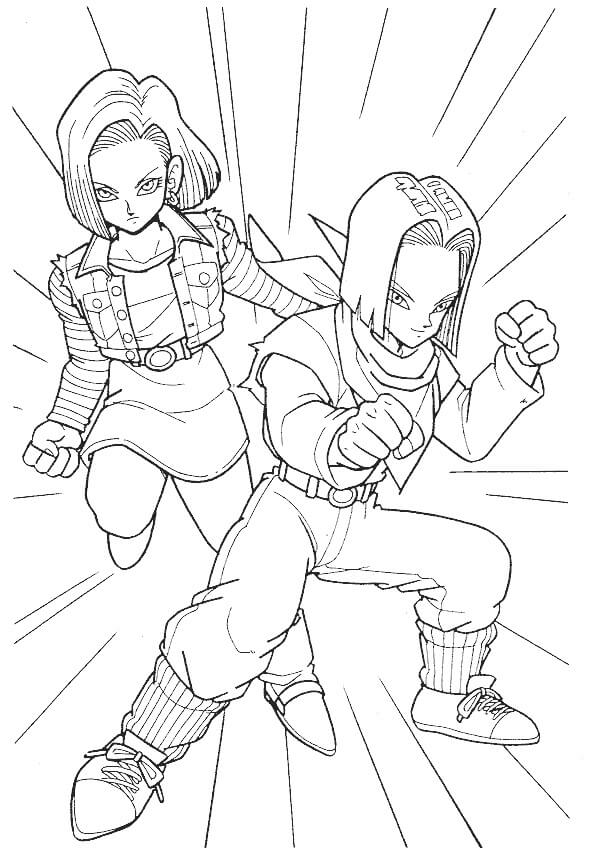 Coloriage Dessiner Android 17 et Android 18