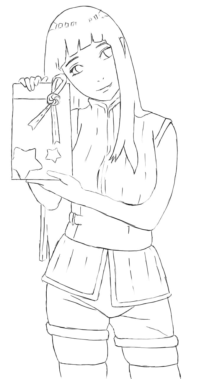 Coloriage Hinata avec cadeau