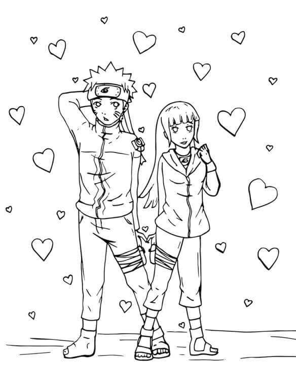 Coloriage Hinata et Naruto