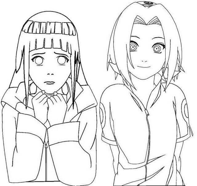 Coloriage Hinata et Sakura