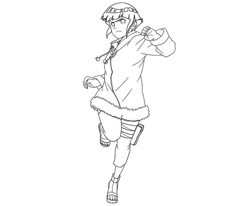 Coloriage Hinata Hyûga se bat