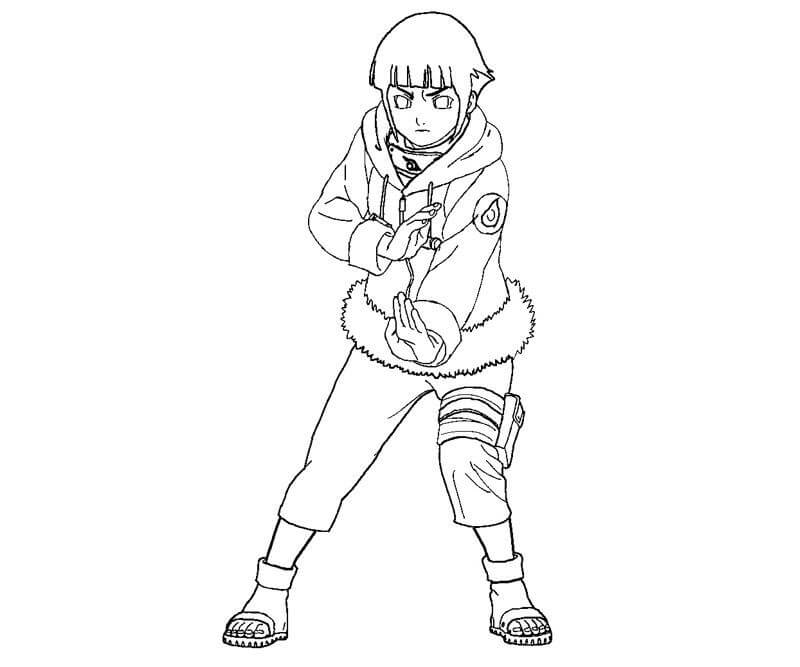 Coloriage Jeune Hinata se battant