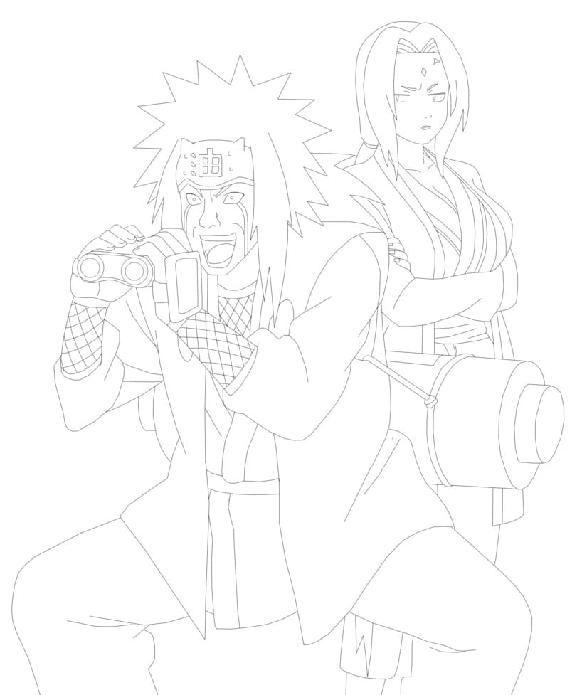 Coloriage Jiraya Avec Tsunade